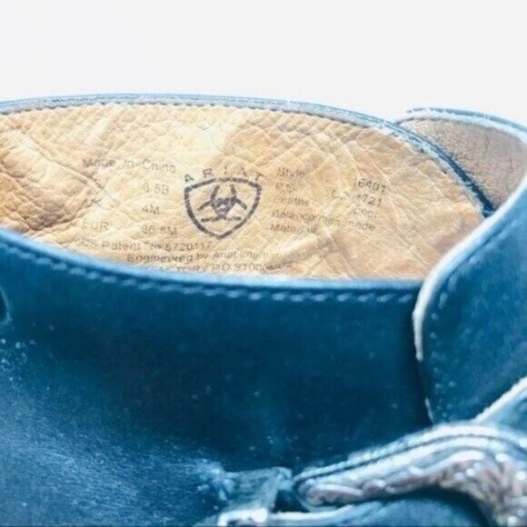 Ariat Black leather ankle boots US 6.5B BoxP buckle weaved leather western - Picture 6 of 6